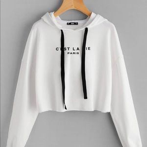 White cropped hoodie